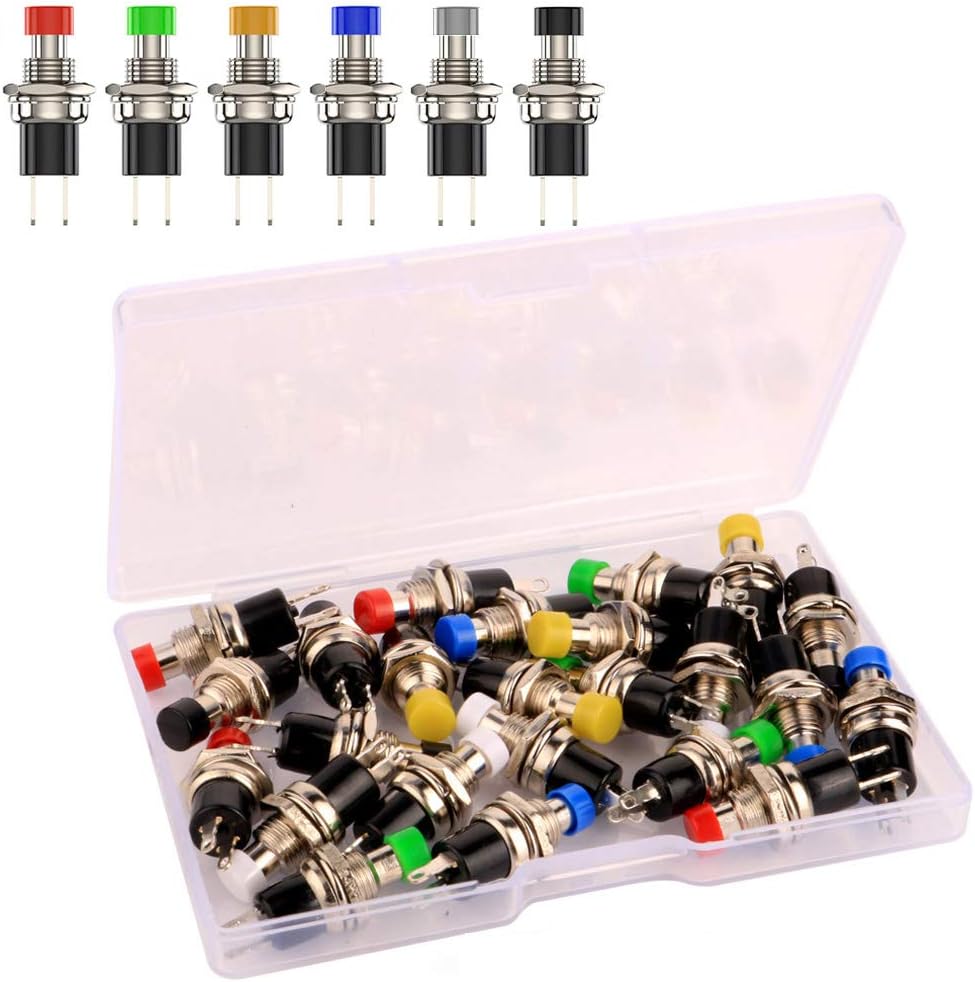Gebildet 24pcs 7mm Mini Momentary Push Button 3V-6V-12V-24V-230V/1A
