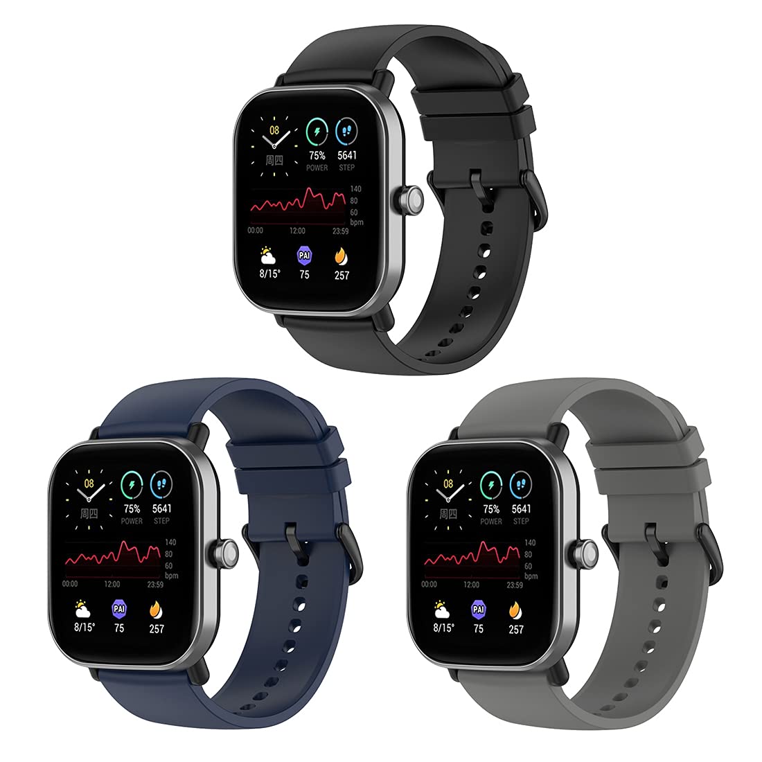 Bexido Watch Strap Compatible with Amazfit GTS/GTS 2/GTS 2e/GTS 2 mini/GTR 42MM/Amazfit Bip U Pro/Bip S/Bip Lite, 20mm Sport Silicone Quick Release Replacement Band Wristband