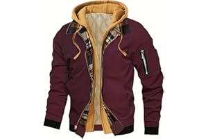 Mens Winter Jackets Fake Two-Piece Zip Up Hoodies & Jackets Casual Bomber Jacket Men Fashion Cargo Coat with Pockets