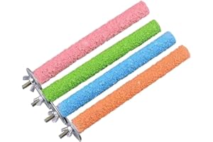 4 PCS Parrot Perch Stand Toy Bird Cage Perch Toy Natural Paw Grinding Stick for Medium Parrots Parakeets Cockatiels Lovebirds