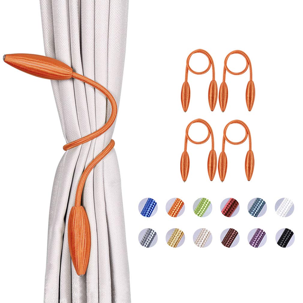 Pretty Jolly 4 Pack DIY Twist Curtain Tiebacks Creative Decorative Drape Tie Backs European Style Random Modelling Curtain Holdbacks for Home & Office Window Blackout & Sheer Drapery (Orange)