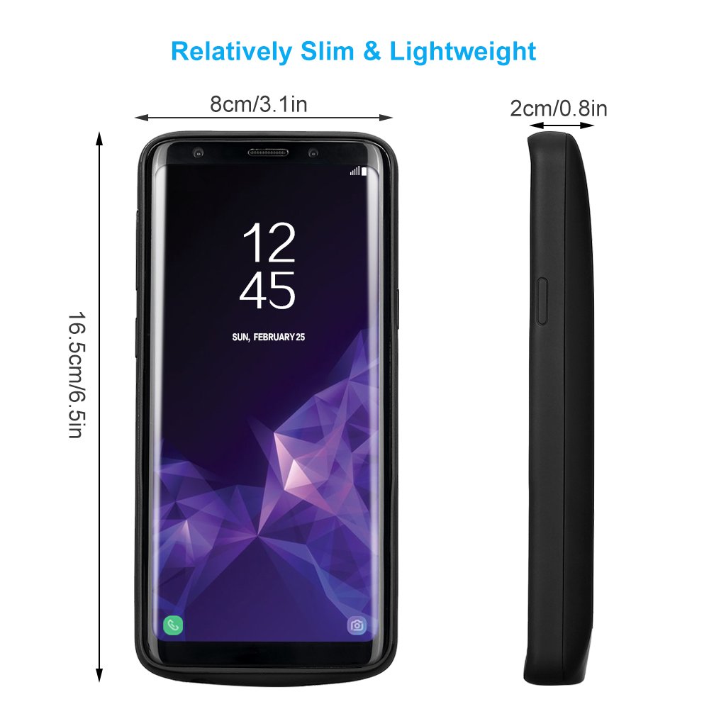 Mbuynow Galaxy S9 Plus Coque Batterie Power Case Magnétique Coque Chargeur de Protection Batterie Externe Rechargeable Etui de Chargement 5200mAh Pour Samsung Galaxy S9 Plus-Noir