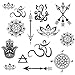 Temporary Tattoo Yoga Set - Small Arrows, Mandalas, Lotus, Hamsa, Compass, Ganesh Realistic Body Art - Made in the USA