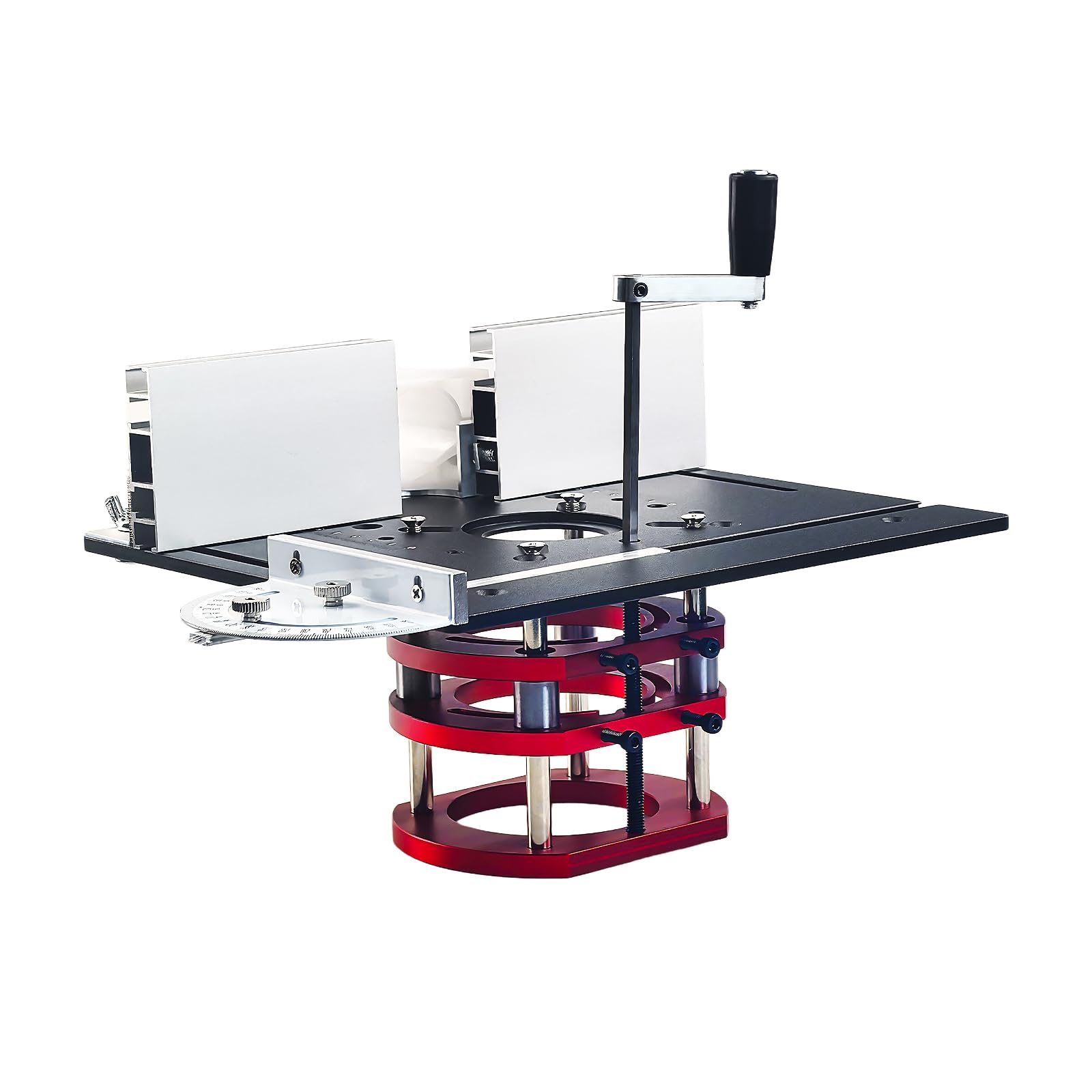 Photo 1 of Router Kit, Aluminum Alloy Table Base Plate Router, Router Table Saw Insert Base Plate with Lifting Base for Woodworking Engraving Trimming (Black)