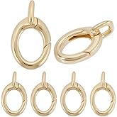 SUNNYCLUE 1 Box 6Pcs Jewelry Oval Clasp Small Carabiner Ring Jewelry Real 18K Gold Plated Brass Spring Gate Trigger Keyring Snap Hook Buckle for Purse Jewelry Making Bracelet Bags Lanyard DIY Crafts