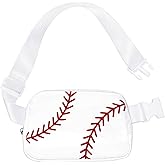 Lamyba Baseball Fanny Pack for Women, Baseball Mom Gifts, Sports Mom/Women Accessories Essentials Must Haves for Games/Travel/Everyday,Adjustable Waist Bag & Crossbody Purse,(White+Red)