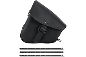 Gargoyle Bells Solo Saddle Bags - PVC Waterproof Motorcycle Luggage for Sportster Softail (Left Side, Black-Single Buckle)