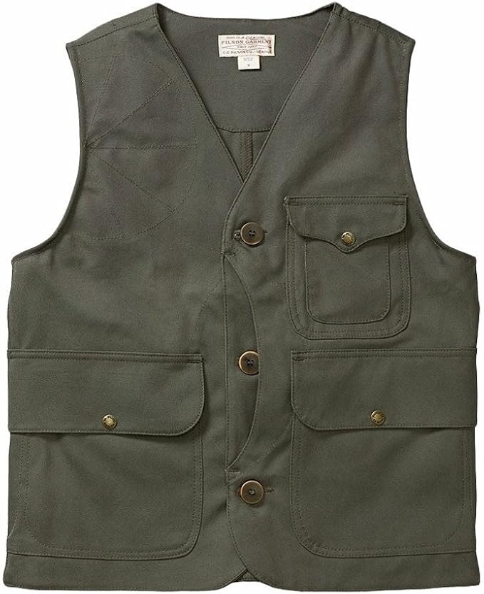 Filson Men's Light Work Vest Olive Large Clothing