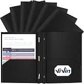 ViVin 12 Pack Plastic Folders with Pockets and Prongs (Black) | Heavy Duty 2 Pocket Folders with 3-Prong Fasteners, Poly File Holds 8-1/2" x 11" Paper for School Office Home