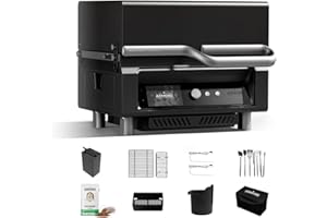 ASMOKE Essential Full Grilling Combo - Smart Portable Wood Pellet Grill with 5" LCD Screen, 8-in-1 Grill, Clean Smoking, Wi-Fi Smart Control, 8H Battery, ASCA Technology, 271 sq.in, fit for Family BBQ
