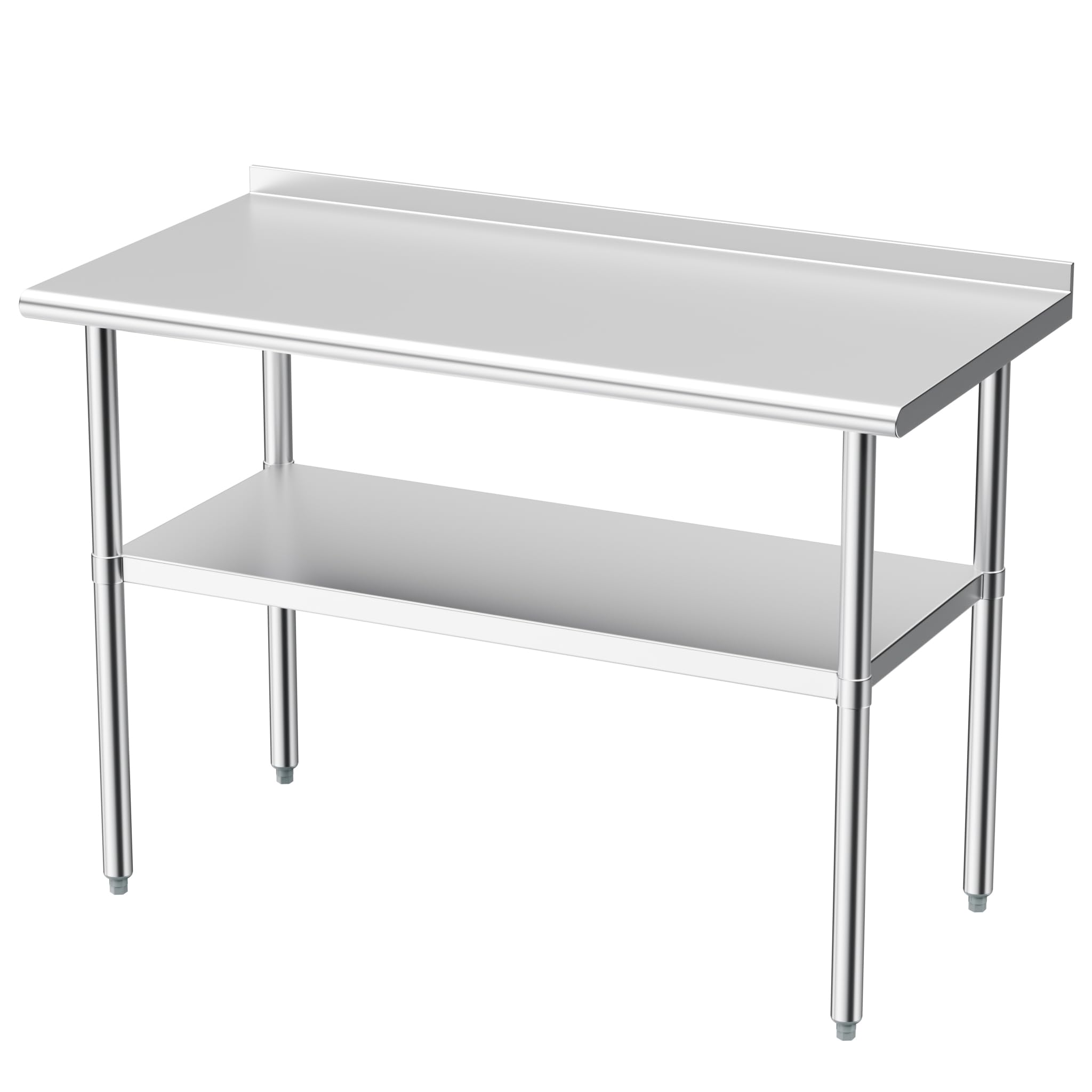 Photo 1 of *Scratches* Derro Stainless Steel Table for Prep & Work, 24 x 48 in, NSF Metal Commercial Heavy Duty Table with Backsplash and Adjustable Under Shelf and Foot for Restaurant, Home and Hotel