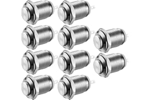 10 Pcs Waterproof Push Button Momentary Stainless Steel Push Button On Off 12mm 2A 12V/24V/125V/250V(High Head)