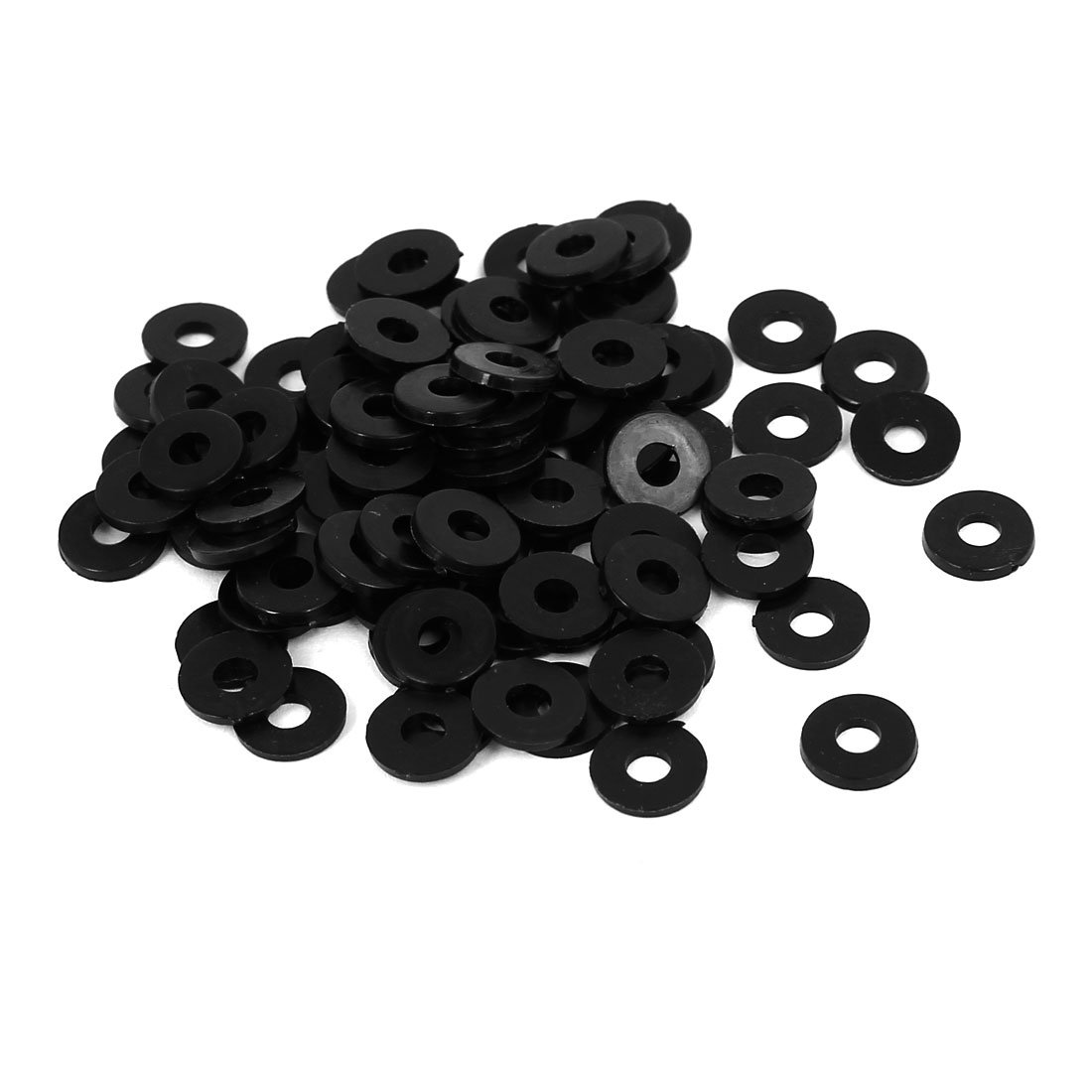 Sourcingmap M3 x 8mm x 1mm Nylon Flat Insulating Washers Gaskets Spacers Fastener for Faucet Pipe Water Hose Black 100PCS