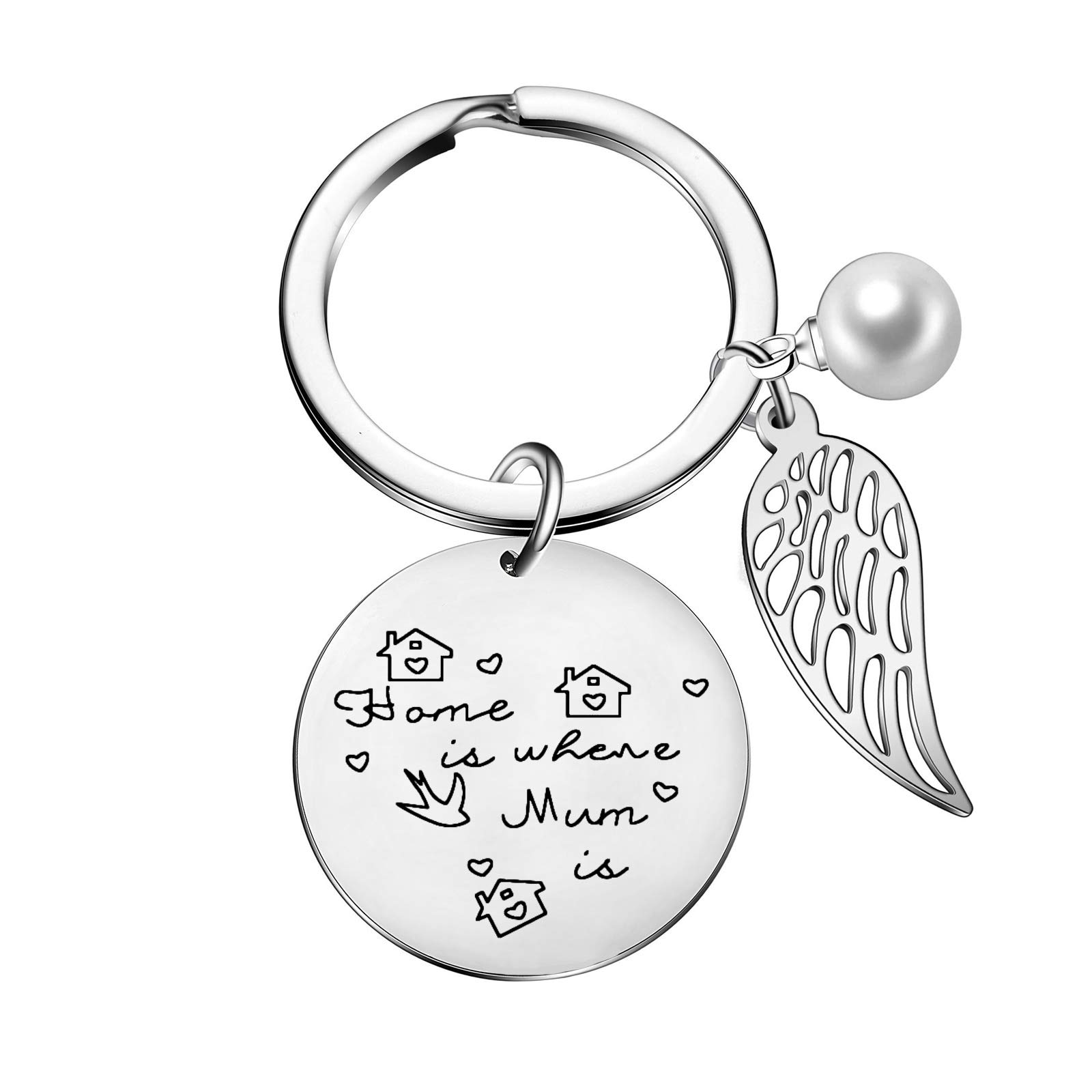 Mom Keyring From Son Or Daughter Birthday Keychain Mother’s Day Gifts Mum Jewellery Gifts For Grandmother (Where Mum Is)