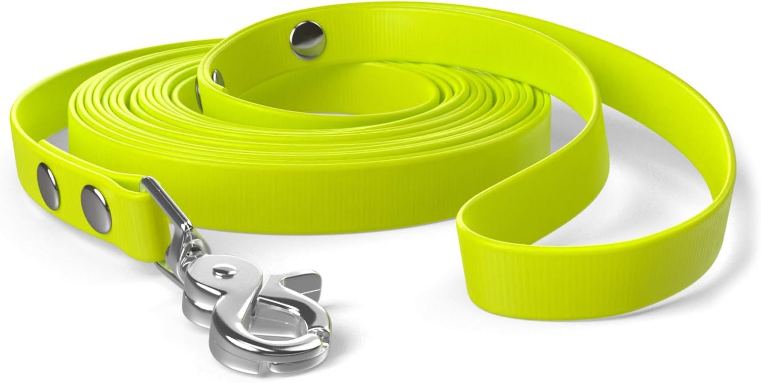 5m drag lead, dog lead, hand loop, neon yellow, very sturdy, dirt and water repellent
