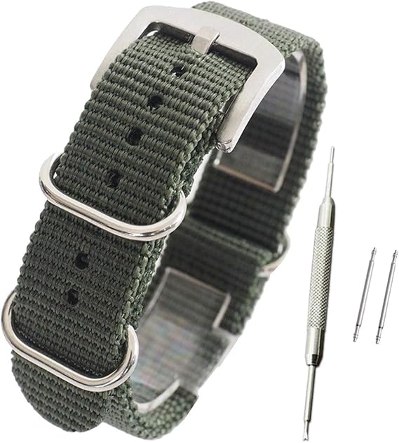 Amazon カーキ 18mm 厚み1 8mm Natoタイプ ナイロン ベルト ストラップ 腕時計 11straps バネ棒外しセット 時計バンド 腕時計 通販