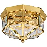 Progress Lighting 3-Light Beveled Glass 9-3/4" Close-to-Ceiling, Indoor, P5788-10, Polished Brass