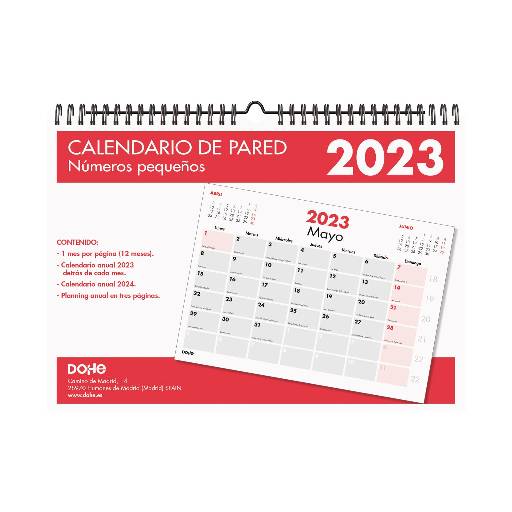 2022 Wall Calendar - 32 Pages Annual Organiser - A3 Size 11.7 × 16.5 Inch - Small Numbers - Monthly Wall Hanging Planner - Dohe