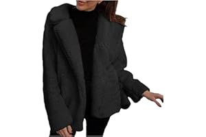 Sherpa Jacket Women Warm Open Front Lapel Faux Fur Coats Trendy Long Sleeve Fleece Overcoat 2024 Winter Outerwear