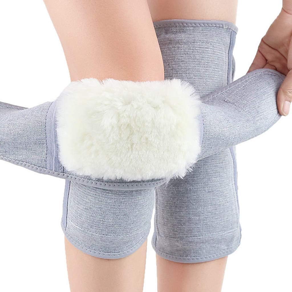 Amazon ZWH Thickened Fur One Piece Wool Knee Pads Bamboo Charcoal 