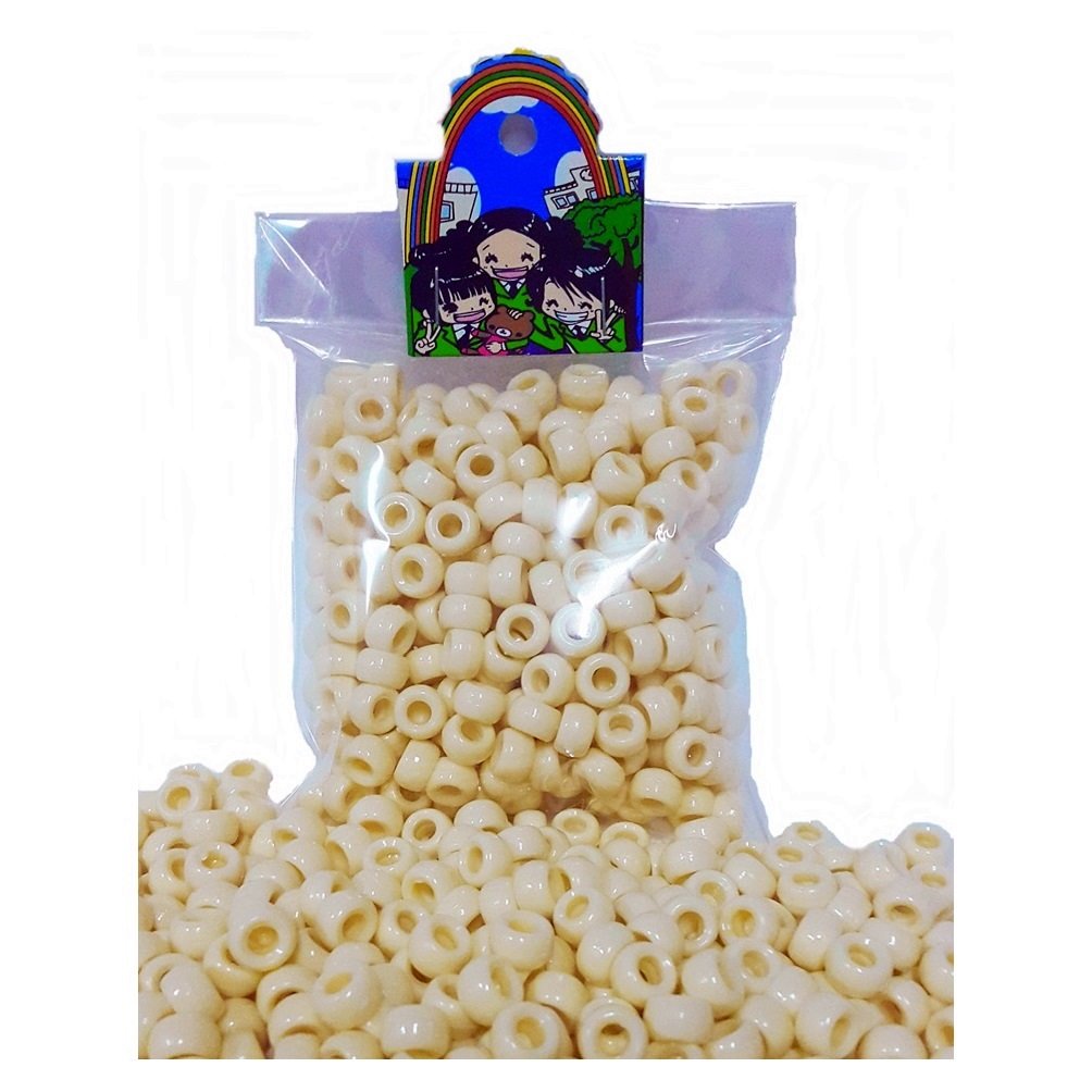 300 pcs Cream Acrylic Round Pony Beads for DIY Hair Braid Dreadlock School Kids Craft Bracelet Necklace Jewelry Making Charms 9x5mm