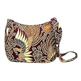 NOVICA Red Hand Beaded Cotton Batik Shoulder Bag, 'King's Bird'