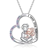 HOOHWE Father Daughter Necklaces 925 Sterling Silver Love Heart Pendant Necklace for Dad Birthday Jewelry for Father Daughter