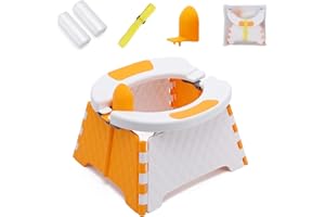 YUNHECAM Toddler Portable Potty Training Seat for Kids Baby Foldable Toilet Child Travel Potty in Car Camping Potty Chair Seat for Indoor Outdoor, with 60 Disposable Bags