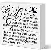 Sympathy Gifts for Loss of Loved One, Memorial Gifts for Loss of Mom Dad Husband Son Daughter Brother Bereavement Condolence Remembrance Gifts Wooden Sign, God Saw You Getting Tired