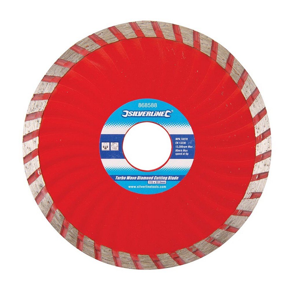 Silverline 868588 Turbo Wave Diamond Blade 115 x 22.23 mm Castellated Continuous Rim