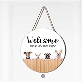 Ceutoiy Dog Decor Wreaths For Front Door Welcome Sign, Welcome Hope You Like Dogs Wooden Signs Funny Puppy Dogs Welcome Wreath Hanger Pool Porch Home Kitchen Coffee Wall Decorations
