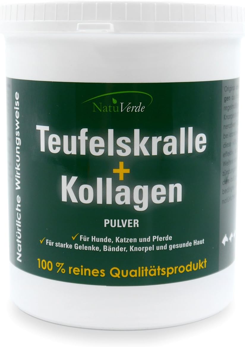 NatuVerde Teufelskralle + Kollagen 500 g, Gelenkkraft für Hunde, Katzen