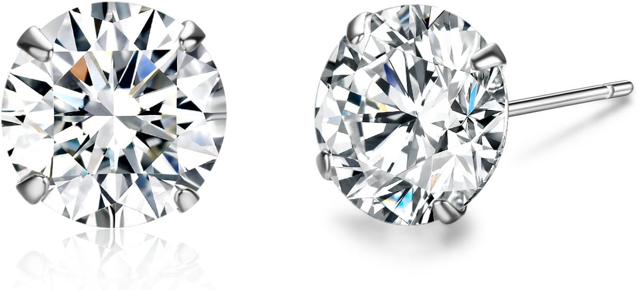 SBLINGPlatinum Plated Sterling Silver Stud Earrings Made with Swarovski Crystals