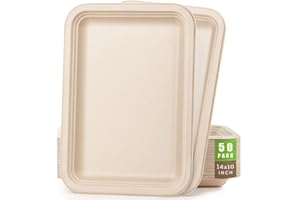 Gezond 50 Pack 14 Inch Disposable Food Trays Eco-friendly Heavy-Duty Large Paper Plates Compostable Sugarcane Platters for Cr