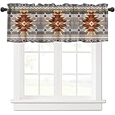 SHElifestyle Tribal Aztec Window Valance Curtain, Navajo Abstract Geometric Ethnic Tribal Triangle Pattern Window Valances Treatments for Kitchen Living Room Café Décor 54'x18', 1 Panel