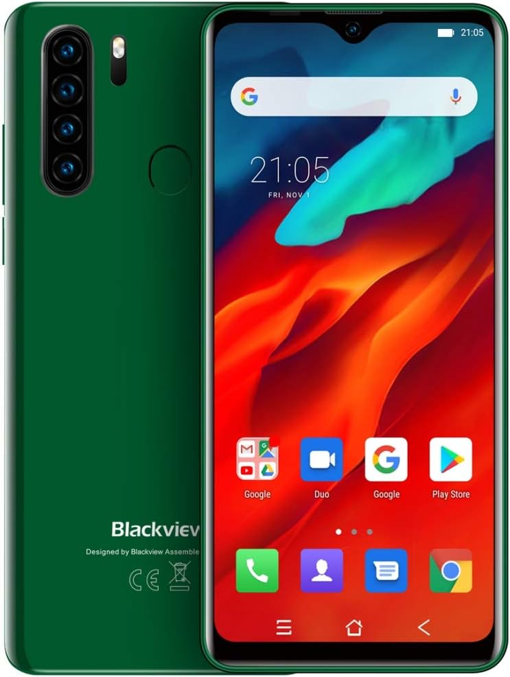 Blackview A80 Pro 4GB+64GB Quad Rear Cameras Face ID & Fingerprint Identification 4680mAh 6.49 inch Waterdrop Screen Android 9.0 Pie MTK6757 Helio P25 Octa Core 64bit up to 2.6GHz (Green)