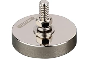 MUTUACTOR 2PCS Super Strong Neodymium Round Magnet Base with 1/4''-20 Male Threaded Stud,185lb Pulling Force Magnetic Mount Heavy Duty Magnets for Led Lighting Camera Tools and Others Equipments