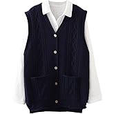 Minibee Women's Sweater Vest Casual Sleeveless Cardigan V-Neck Button Down Vest with Pockets
