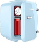 YASHE Mini Fridge 4L 6 Cans, AC/DC Thermoelectric Cooler Warmer Blue