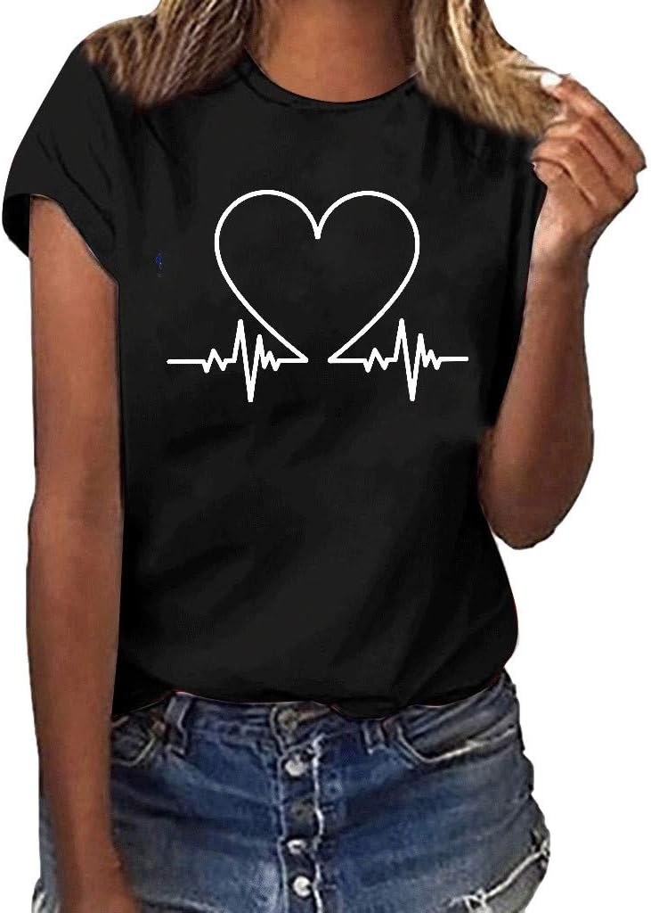 Benficial Womens T Shirt Girls Plus Size Print Shirt Short Sleeve T Shirt Blouse Tops