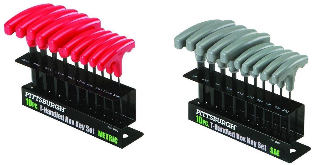 Pittsburgh 20 Piece T-Handled Allen Wrench Bit Hex Key Set SAE & METRIC With Stand