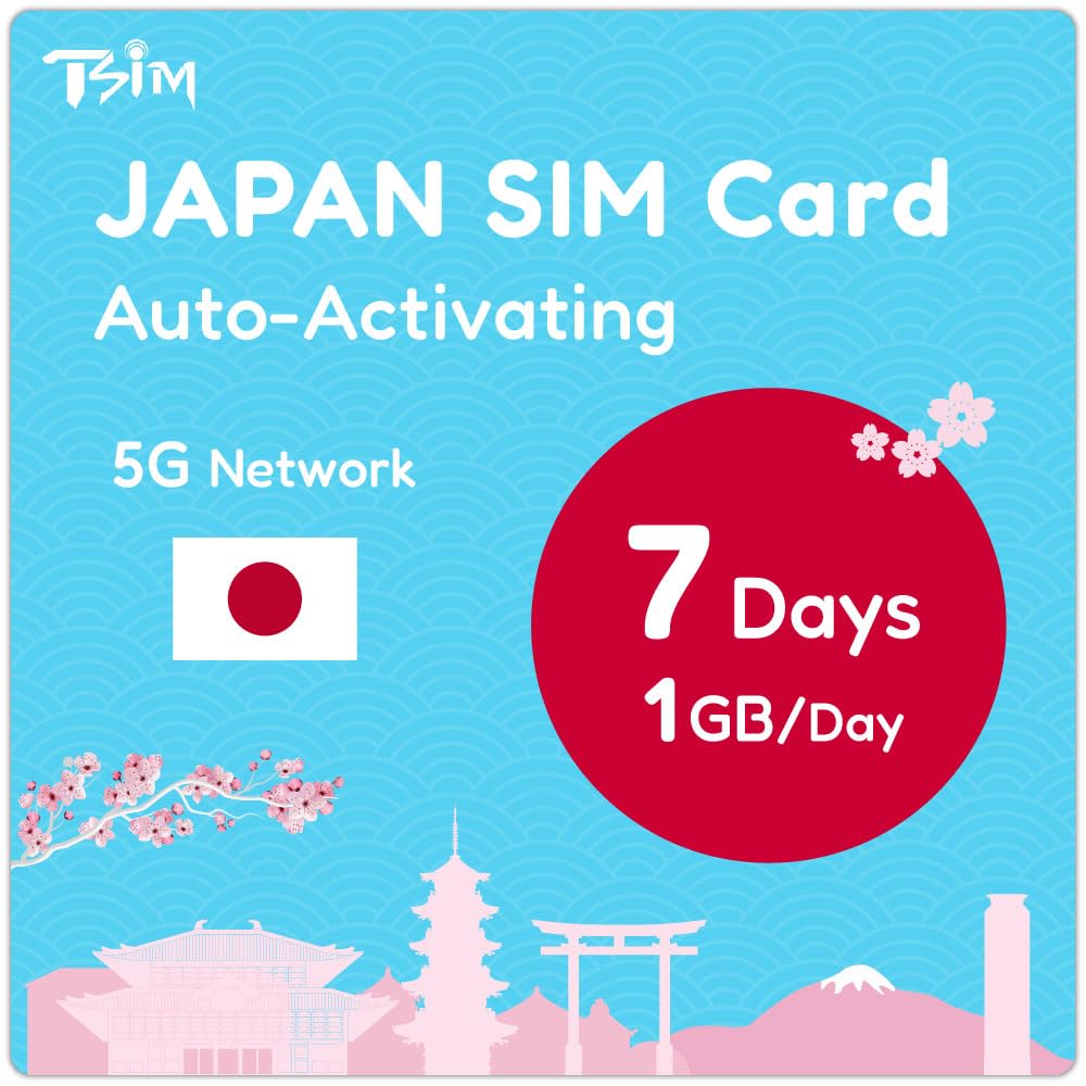 Japan SIM Card 7 Days 1GB/day | Auto Activating | 5G Network With Tethering/HotSpot/Internet Sharing