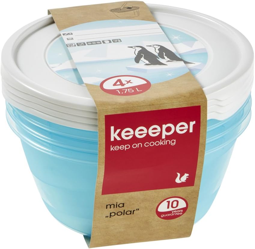 keeeper Freeze Food Box Mia Polar 1, 75L Round 4 Pieces in Blue, 4-Piece