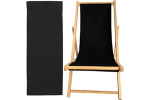 TBACW Patio Lounge Chair Replacement Canvas 47" L x 17" W - Beach Sling Chair Fabric, Indoor Outdoor Use - No Wooden Frame (Black)