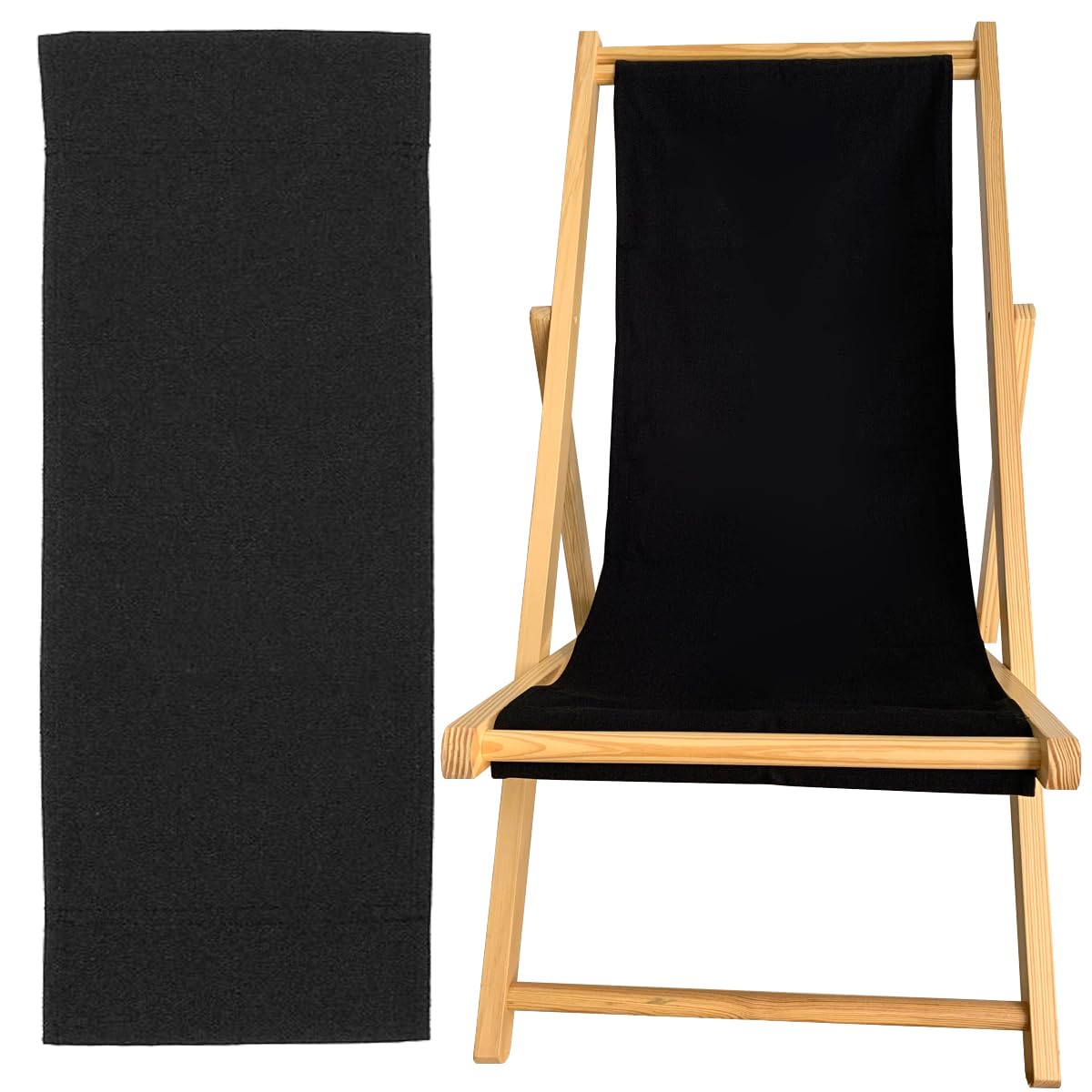 TBACW Replacement Canvas for Patio Lounge Chair - Black Oxford Cloth - Reclining, Foldable - Outdoor Use