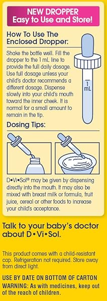 ENFAMIL BABY VITAMIN D-VI-SOL LIQUID SUPPLEMENT DROPS FOR INFANTS, SUPPORTING STRONG TEETH & BONES IN NEWBORN BABIES, EASY-TO-USE, GLUTEN-FREE, 50 DAY SUPPLY, DROPPER BOTTLE