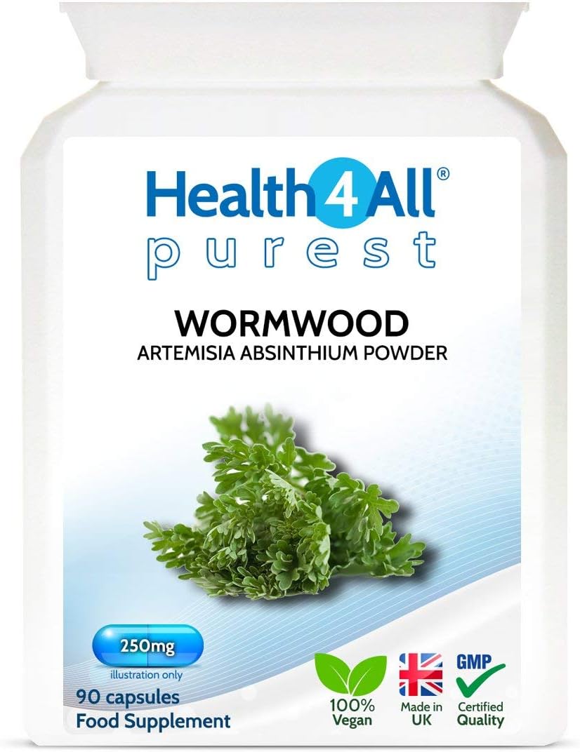 Health4All Wormwood 250mg 90 Capsules, Purest Vegan Artemisia Absinthium Supplement for Adults, 90 count (Pack of 1)