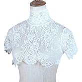 Thereisno Detachable Fake Collar Half Shirt Sexy Sheer Eyelash Floral Lace Dickey Choker Women Shawl