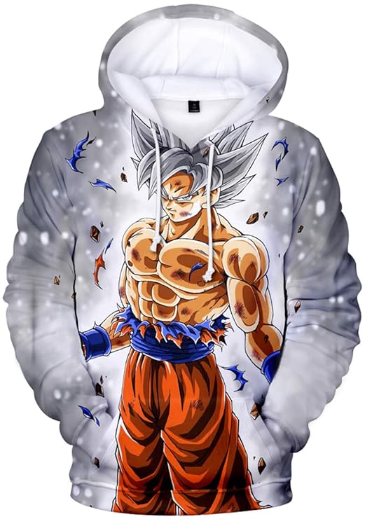 FLYCHEN Jungen 3D Japanischer Anime-Druck Hoodie Dragonball Kakarotto Super Son Goku Cosplay Hoodie
