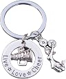 Cheer Keychain For Cheerleaders - Blue Cheerleading Charm FOB, 6 Inch Wristlet Key Chain, Cheer Gift
